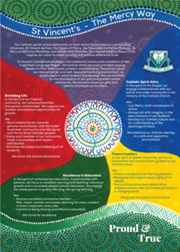 The Mercy Way infographic outlining St Vincent’s values and guiding principles across community, spirituality, and justice