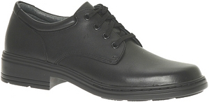 A black leather upper lace up school shoe